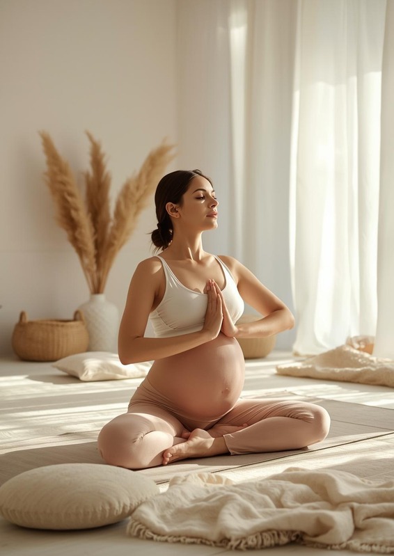 Femme enceinte en posture de prière